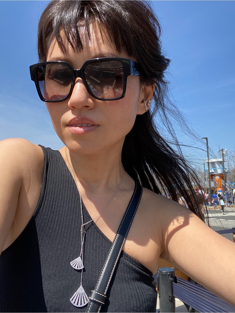 Saint Laurent Women's Oversized Black Square Sunglasses with Gradient Lenses